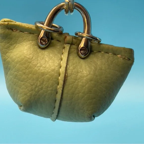 Vintage Nine West Mini Leather Purse Bag Charm Keychain Sage Green Heart Tag Y2K - Picture 6 of 8